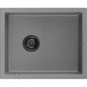 Mexen Pedro 1-Becken-Granit-Spüle 560 x 460 mm, Grau, Siphon Schwarz - 6508561000-71-B