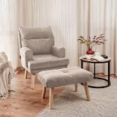 Fun-Möbel Relaxsessel Sessel CATANIA inkl. Hocker in Stoff Trinity Beige