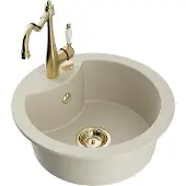 Mexen Diego 1-Becken-Granit-Spüle mit Mischbatterie Carla, Beige - 6512-69-670700-50
