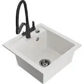 Mexen Vito Granitspüle mit Duo-Mischbatterie, Weiß