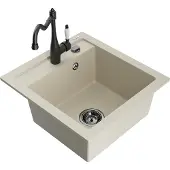 Mexen Vito 1-Becken-Granit-Spüle mit Mischbatterie Carla, Beige - 6503-69-670700-70