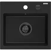 Mexen Milo 1-Becken-Granit-Spüle 435 x 410 mm, Schwarz, Siphon Schwarz - 6505441000-77-B