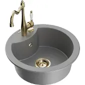Mexen Diego 1-Becken-Granit-Spüle mit Mischbatterie Carla, Grau - 6512-71-670700-50
