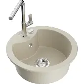 Mexen Diego 1-Becken-Granitspüle mit Mischbatterie Flora, Beige - 6512-69-670401-00