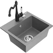 Mexen Milo 1-Becken-Granit-Spüle mit Mischbatterie Carla, Grau - 6505-71-670700-70