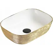 Mexen Rita Aufsatzwaschbecken 45 x 32 cm, weiß/goldene Linien - 21084553