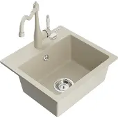 Mexen Milo 1-Becken-Granit-Spüle mit Mischbatterie Carla, Beige - 6505-69-670700-69