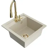 Mexen Vito 1-Becken-Granit-Spüle mit Mischbatterie Savita, Beige - 6503-69-672601-50
