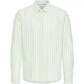 Blend Leinenhemd "Leinenhemd BHAban Linen Mix Striped", Herren, Gr. L, N-Gr, grün (opal blau), Obermaterial: 70% Baumwolle CO. 30% Leinen LI., Hemden Leinenhemd