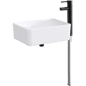 Syfax Waschbecken mit Wasserhahn und Abfluss Matt Schwarz
