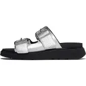 Original Brands für Damen. A2T-011 Gen-FF Schnallen-Sandalen aus silbernem Leder (36), 1 bis 3 cm, Keine, Lässig