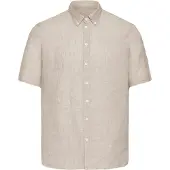 Casual Friday Kurzarmhemd "Kurzarmhemd CFAton", Herren, Gr. S, N-Gr, braun (mermaid melange), Obermaterial: 100% Leinen LI., Hemden Kurzarmhemd