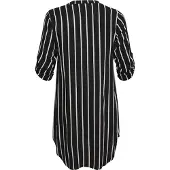 KAFFE CURVE Midikleid "Damen Kleid KCmilana", Damen, Gr. 46, N-Gr, schwarz (schwarz, chalk stripe), Obermaterial: 100% Viskose LENZING ECOVERO CV LenzEcov., Kleider Midikleid