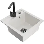 Mexen Vito 1-Becken-Granit-Spüle mit Mischbatterie Rita, Weiß - 6503-20-670300-70