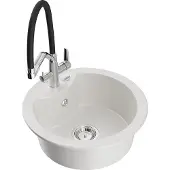 Mexen Diego 1-Becken-Granitspüle mit Mischbatterie Duo, Weiß - 6512-20-671701-07