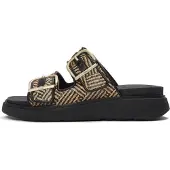 FitFlop Gen-FF Buckle Graphic-Weave Two-Bar Slides SCHWARZ 38