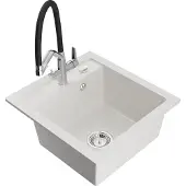 Mexen Vito Granitspüle mit Duo-Armatur, Weiß