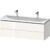 Duravit L-Cube c-shaped Set wandhängend, 2 Schubkästen, 2 Waschplätze, ohne Überlauf, 2 Hahnlöcher, 1200x480x480mm, LC6954O22220000, Farbe: Weiß Hochglanz Dekor
