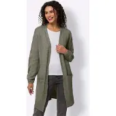 HEINE Strickjacke , Damen, Gr. 50, grün (khaki), 60% Polyester, 30% Polyamid, 10% Wolle, unifarben, Strickjacken Strickjacke