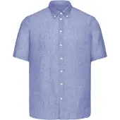 Casual Friday Kurzarmhemd "Kurzarmhemd CFAton", Herren, Gr. XL, N-Gr, blau (surf the web melange), Obermaterial: 100% Leinen LI., Hemden Kurzarmhemd