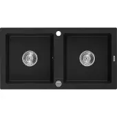 Mexen Mario 2-Becken-Granit-Spülbecken 820 x 436 mm, Schwarz - 6504822000-77