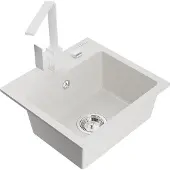 Mexen Milo 1-Becken-Granit-Spüle mit Mischbatterie Rita, Weiß - 6505-20-670300-20