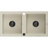 Mexen Mario 2-Becken-Granit-Spülbecken 820 x 436 mm, Beige, Siphon Schwarz - 6504822000-69-B