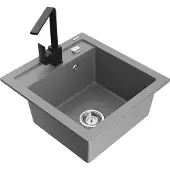 Mexen Vito 1-Becken-Granit-Spüle mit Mischbatterie Rita, Grau - 6503-71-670300-70