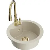 Mexen Diego 1-Becken-Granit-Spüle mit Mischbatterie Savita, Beige - 6512-69-672601-50