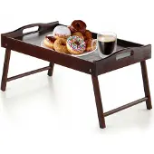 Kadax Betttisch "Solia", aus Kiefernholz, Serviertablett, Essenstablett, Laptoptisch, Dunkelbraun