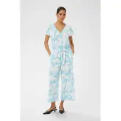 Kaffe Jumpsuit "Damen Overall KAmira", Damen, Gr. 46, N-Gr, blau (dusty blau, chalk flowers), Obermaterial: 100% Viskose LENZING ECOVERO CV LenzEcov., Overalls Jumpsuit