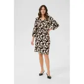 Kaffe Midikleid "Damen Kleid KAkatrine", Damen, Gr. XS, N-Gr, schwarz (schwarz contrast blocks), Obermaterial: 98% Polyester PES. 2% Elasthan EL., Kleider Midikleid