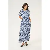 Kaffe Midikleid "Damen Kleid KAelina", Damen, Gr. 36, N-Gr, blau (blau flower print), Obermaterial: 100% Polyester PES., Kleider Midikleid
