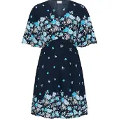 Kaffe Midikleid "Damen Kleid KArosine", Damen, Gr. 40, N-Gr, blau (midnight marine border flower), Obermaterial: 88% Viskose CV. 12% Polyamid PA., Kleider Midikleid