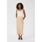Kaffe Midirock "Damen Rock KAmolly", Damen, Gr. 46, beige (feather grau cc), Obermaterial: 100% Polyester PES., Röcke Midirock