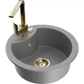 Mexen Diego 1-Becken-Granit-Spüle mit Mischbatterie Rita, Grau - 6512-71-670300-50
