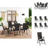 vidaXL 7-tlg. Garten-Essgruppe Schwarz und Braun - Gartenmöbel-Sets