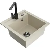 Mexen Vito 1-Becken-Granit-Spüle mit Mischbatterie Rita, Beige - 6503-69-670300-70