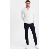 OMBRE Clothing Herren-T-Shirt mit Kragen Hodred weiß XL