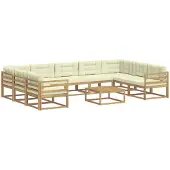 vidaXL Outdoor-Sofagarnitur 10 stk. Weiß und Creme