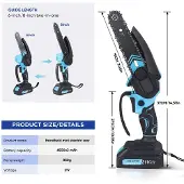 OEM Mini-Elektro-Kettensäge, Dual-Batterie-Antrieb, bürstenloser Motor, blau