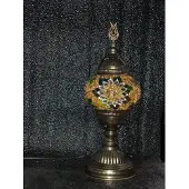 Halay Handgemachte türkische Stimmungslampe in Gold mit farbiger Mosaik-Nachtlampe Orientalische Märchentischlampe