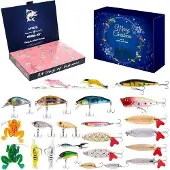OEM Fischerei-Weihnachtskalender 2025, mit 24 Elementen, ein Weihnachts-Tischkalender für Fischfreunde.
