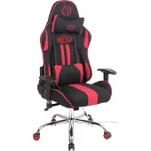 CLP Gaming Bürostuhl Limit XM Mit Stoffbezug I Gamingstuhl mit Fußablage I Höhenverstellbar I Computerstuhl Mit Massagefunktion, Farbe: schwarz/rot