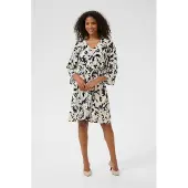 Kaffe Midikleid "Damen Kleid KApedra", Damen, Gr. 40, N-Gr, beige (beige, schwarz, peach blurry leaf), Obermaterial: 50% Viskose CV. 50% Viskose LENZING ECOVERO CV LenzEcov., Kleider Midikleid