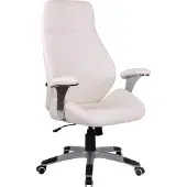CLP Bürostuhl Layton Mit Leichtlaufrollen | Chefsessel Mit Lehne | Höhenverstellbarer Ergonomischer Bürosessel, Farbe: weiß, Material: Kunstleder