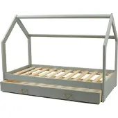 Velinda Skandinavisches Bett, Hausbett 160x80cm + Schublade und graue Schranken