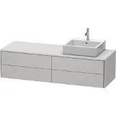 Duravit XSquare Konsolenwaschtischunterbau wandhängend, 4 Schubkästen, Becken rechts, 1600x400x548mm, XS4914R3939, Farbe: Nordic Weiß Seidenmatt Lack