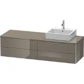Duravit XSquare Konsolenwaschtischunterbau wandhängend, 4 Schubkästen, Becken rechts, 1600x400x548mm, XS4914R8989, Farbe: Flannel Grey Hochglanz Lack