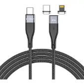 Tech-Protect 2in1 Magnetkabel USB-C kompatibel mit iPhone und USB-C 60W in Schwarz 3A 1m
